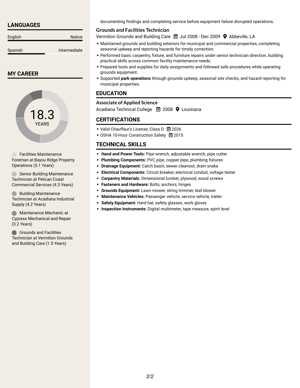 Resume example — page 2