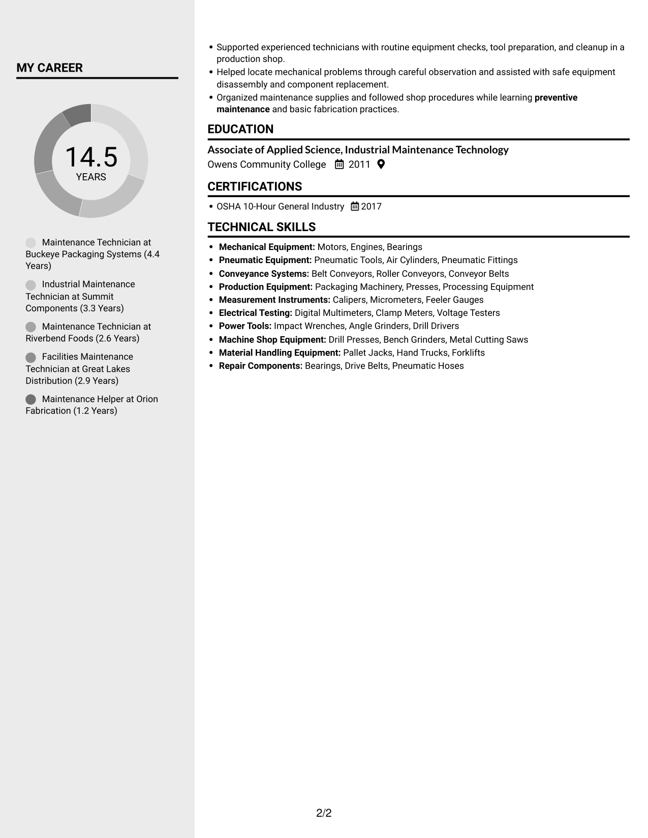 Resume example — page 2