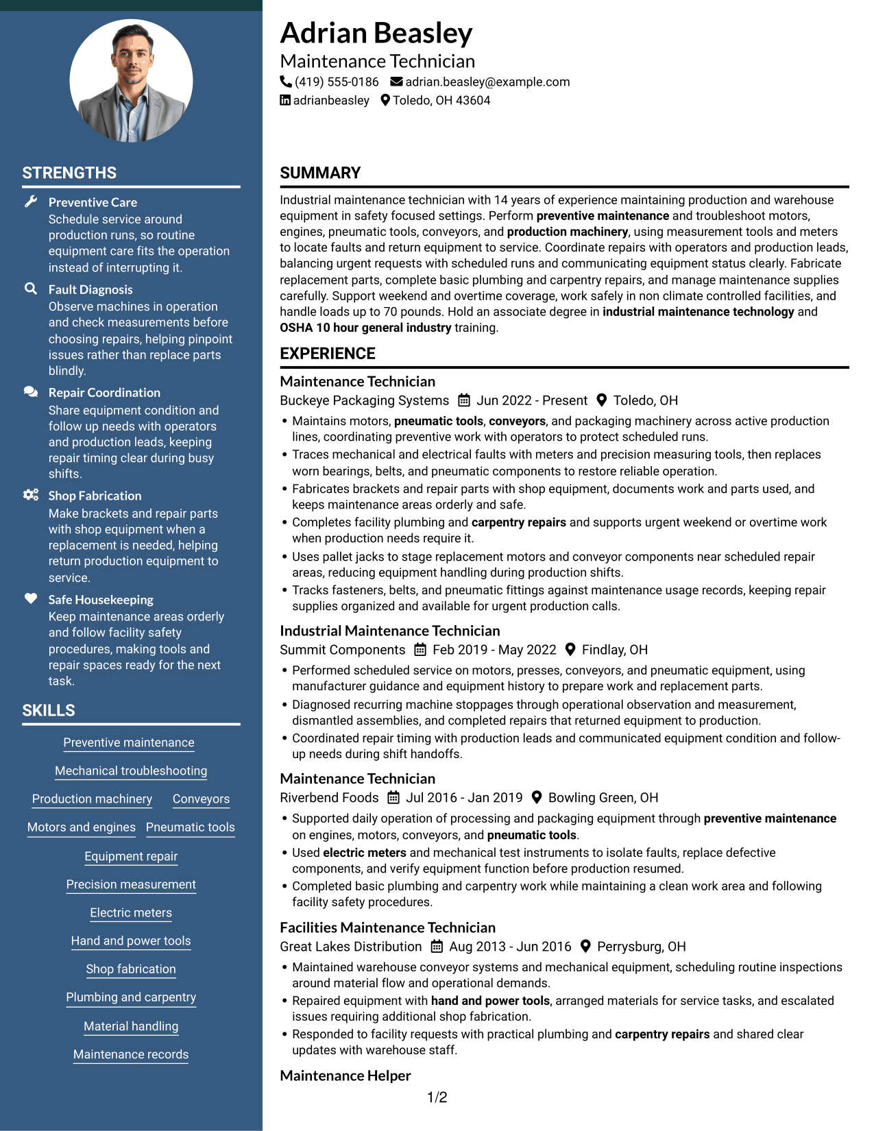 Resume example — page 1