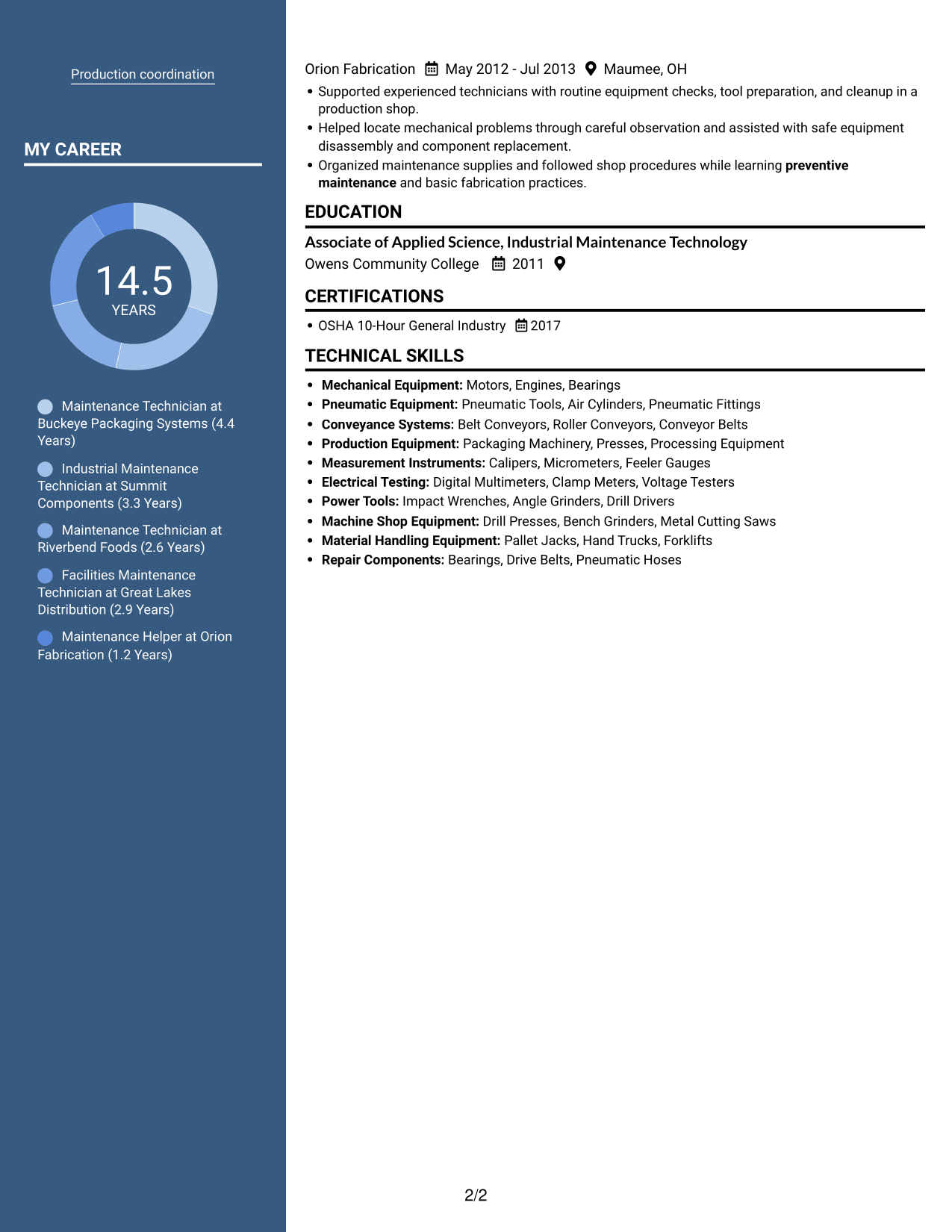 Resume example — page 2