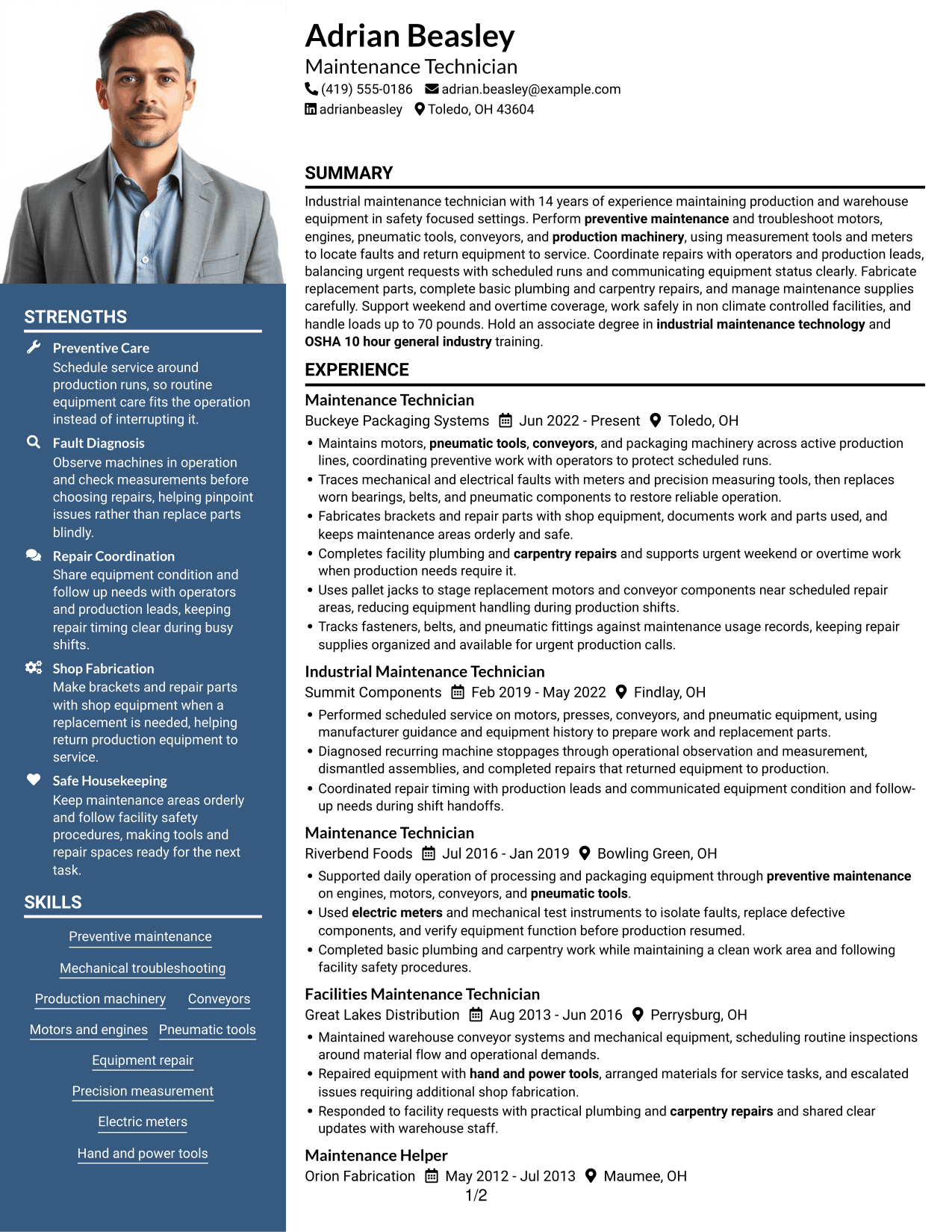 Resume example — page 1