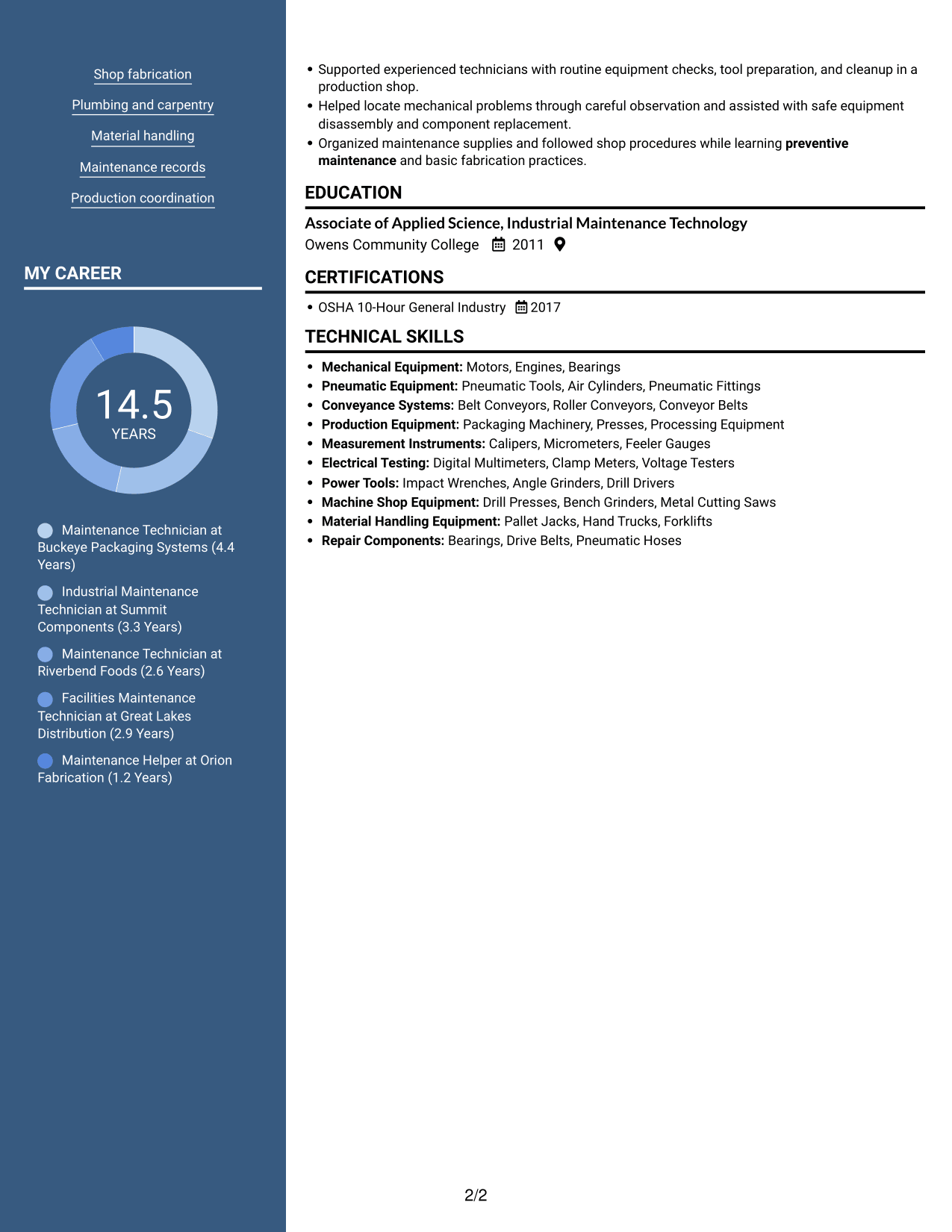 Resume example — page 2