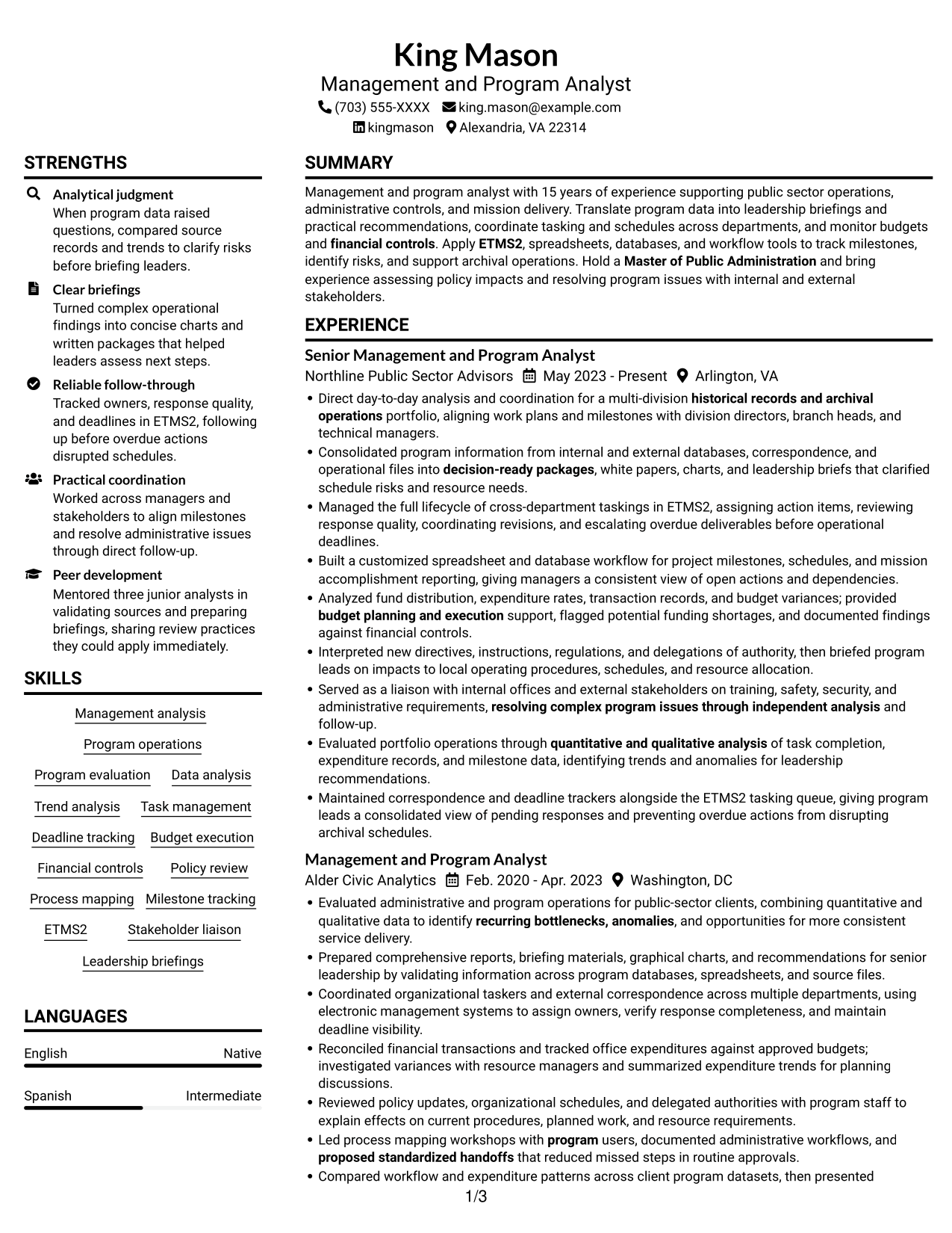 Resume example — page 1