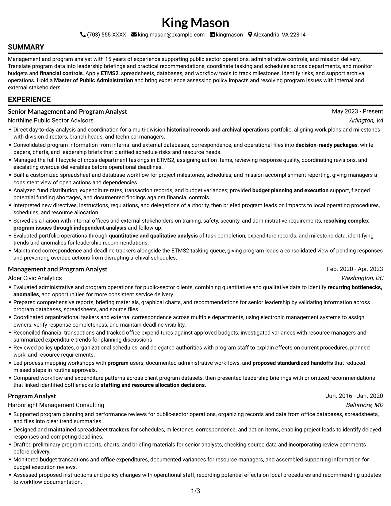 Resume example — page 1