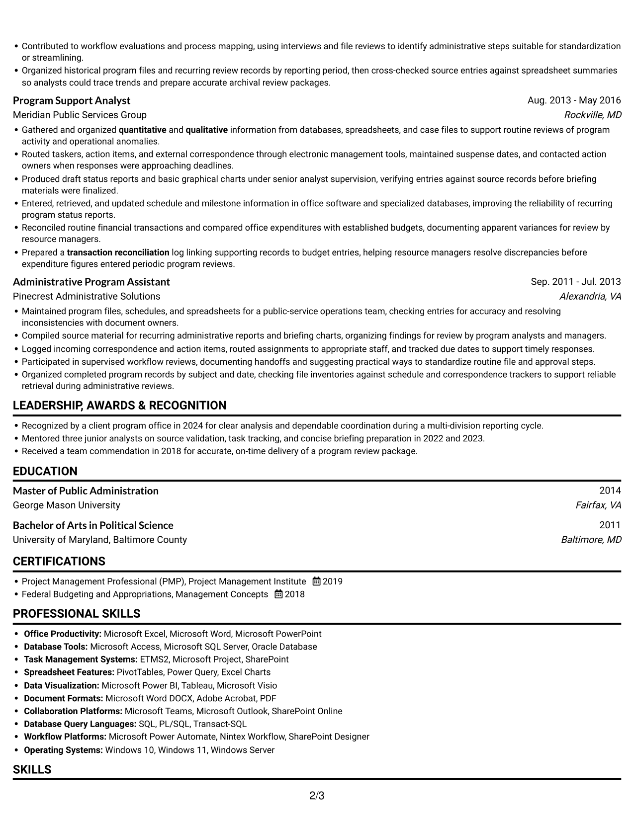 Resume example — page 2