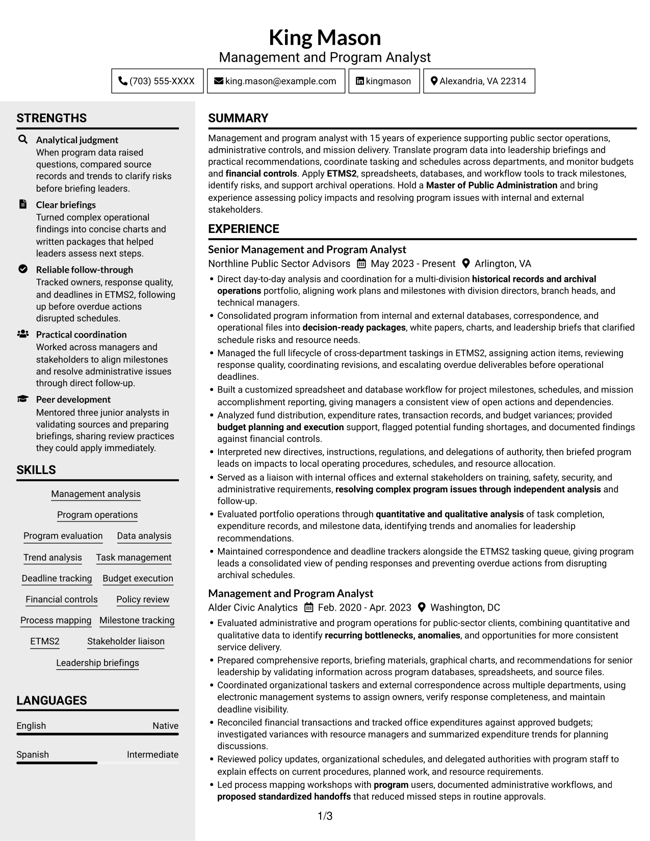 Resume example — page 1