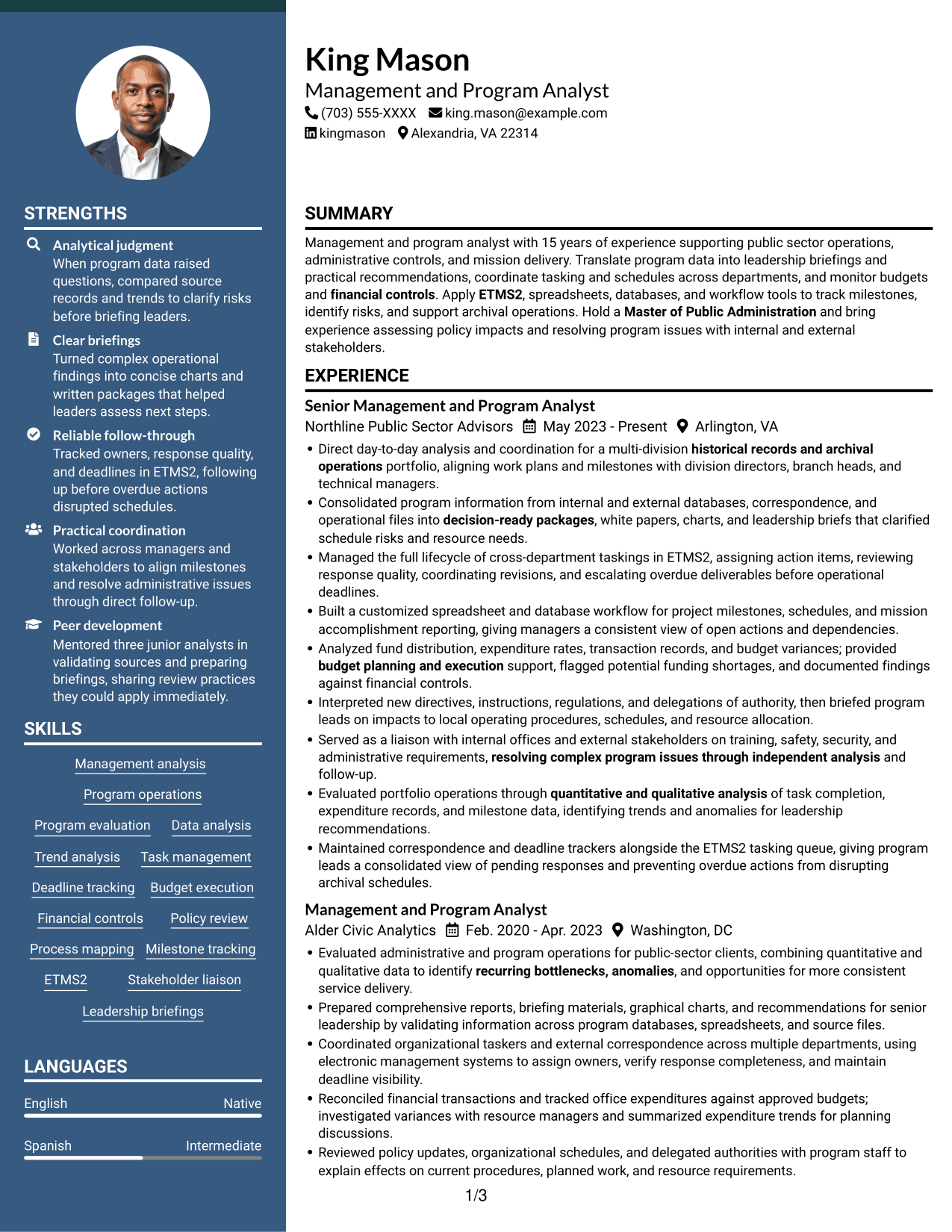 Resume example — page 1