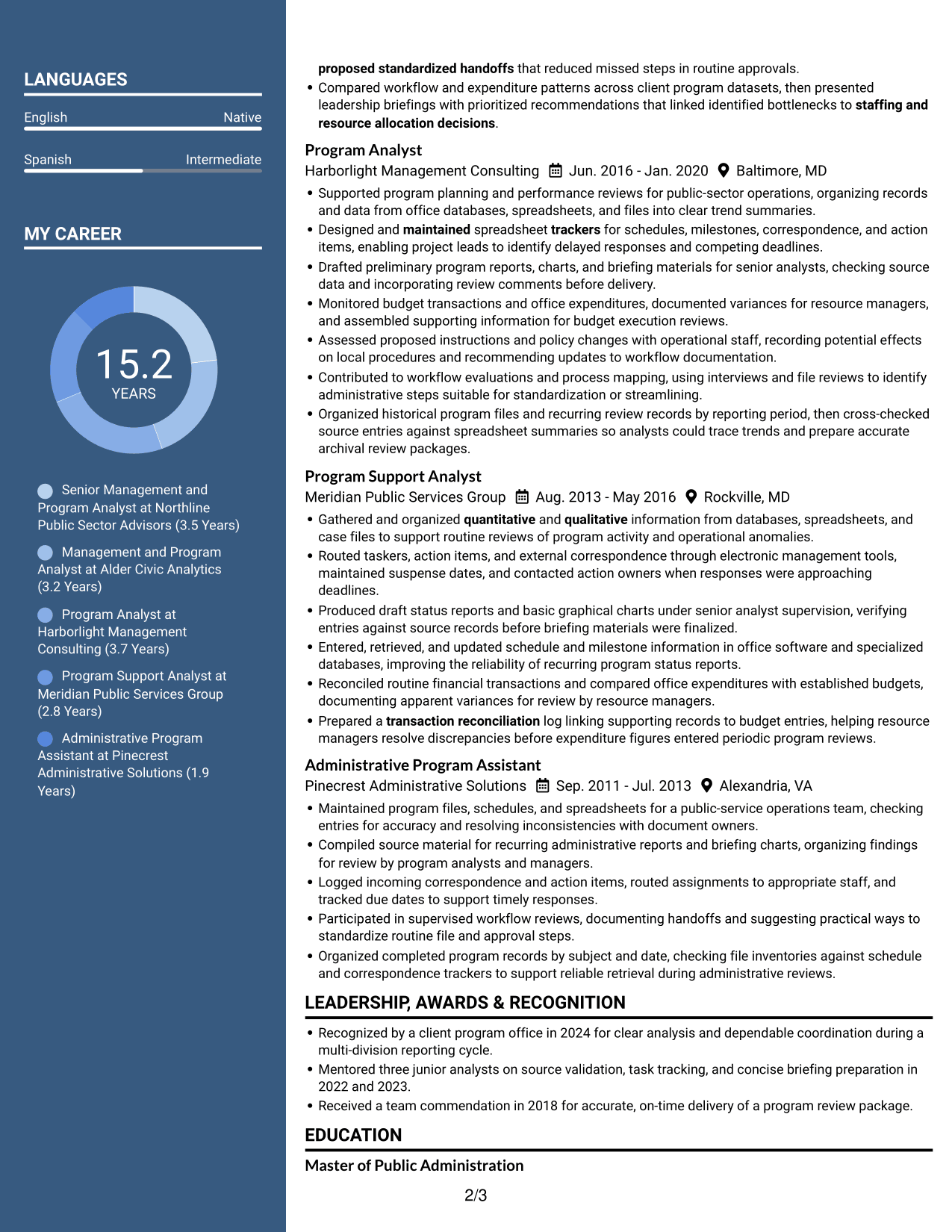 Resume example — page 2