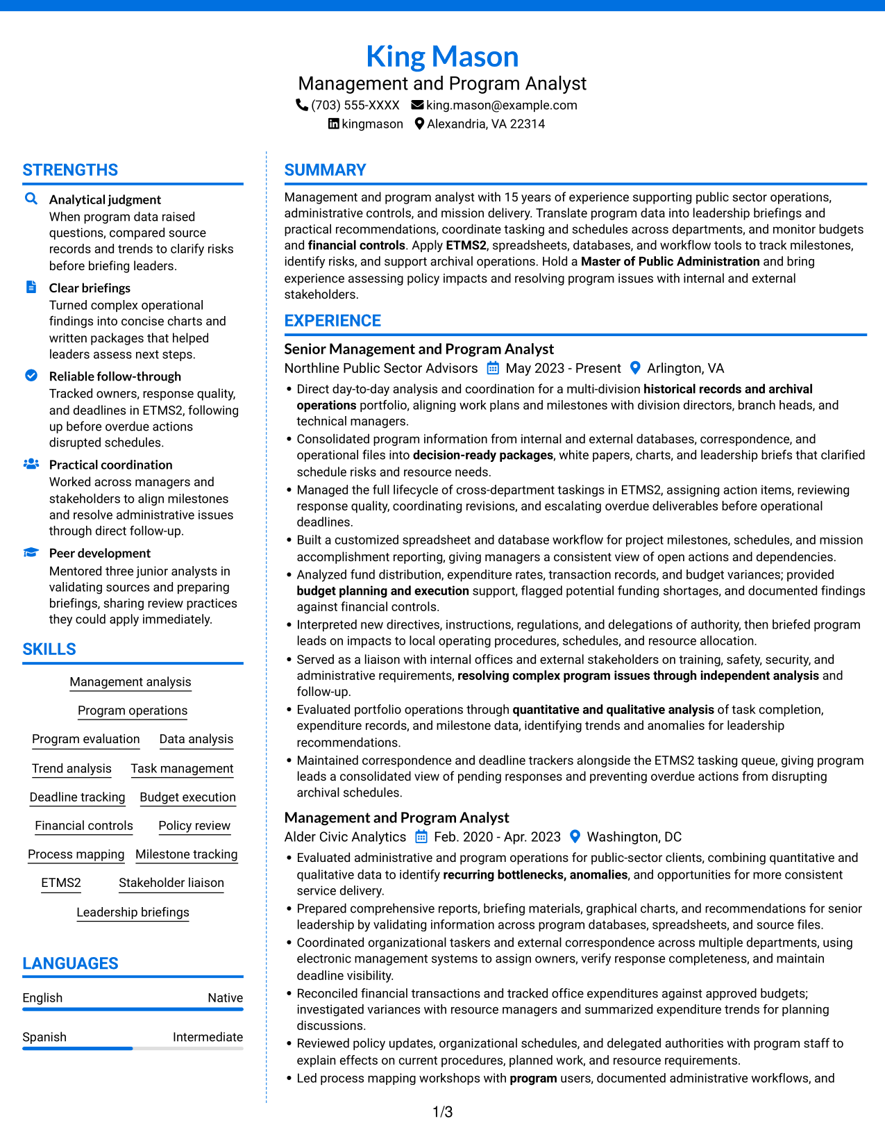 Resume example — page 1