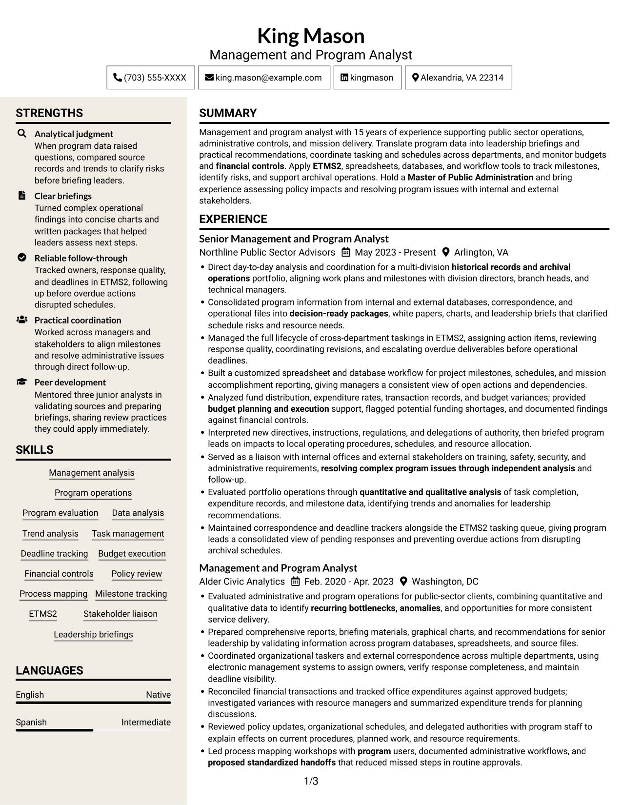 Resume example — page 1