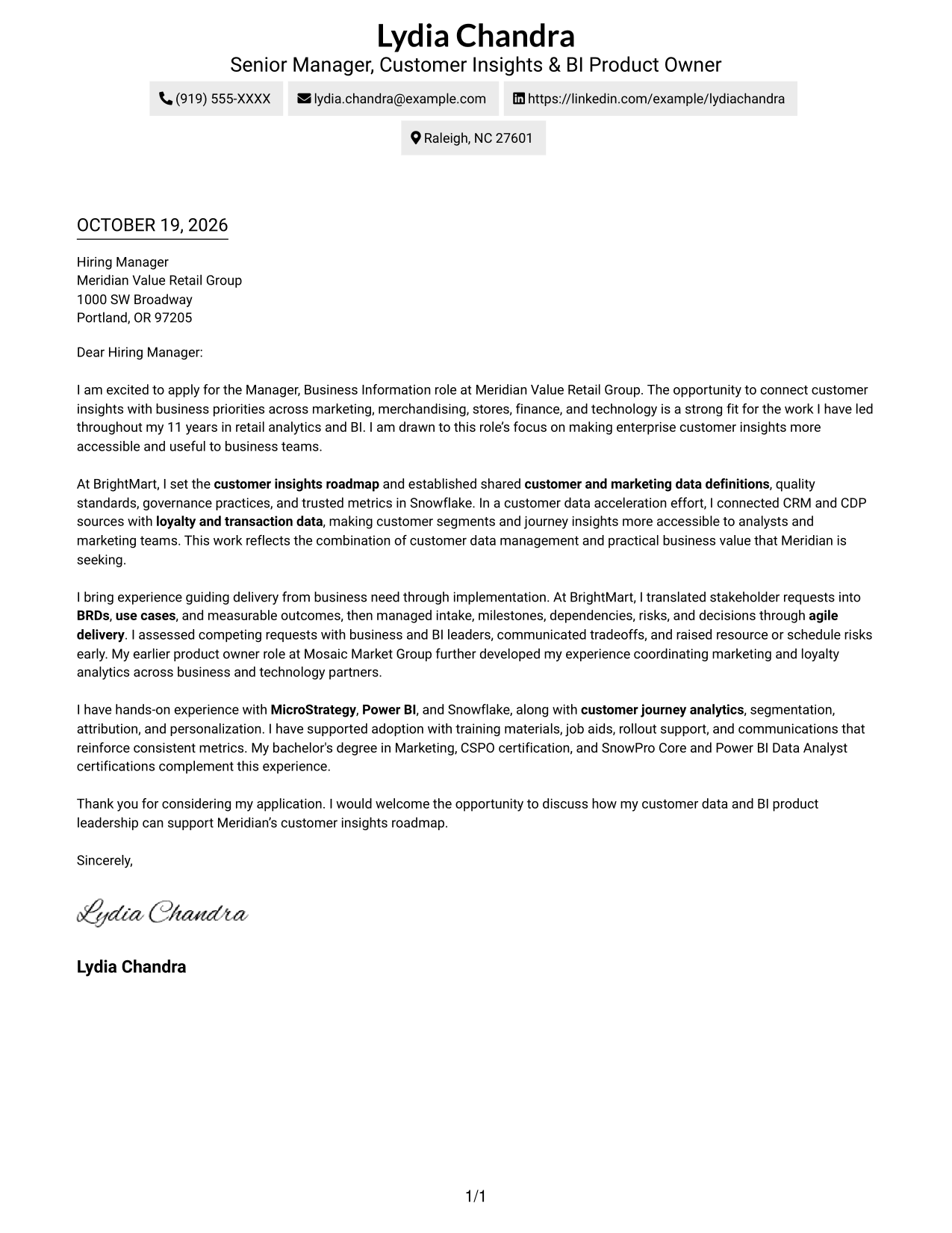 Cover letter example — page 1