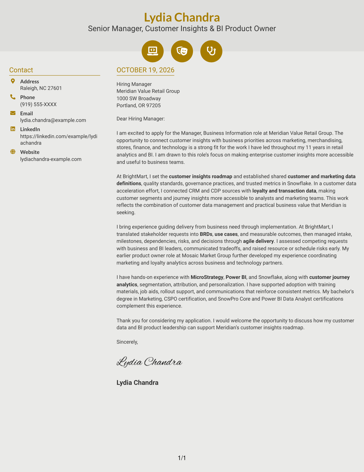 Cover letter example — page 1