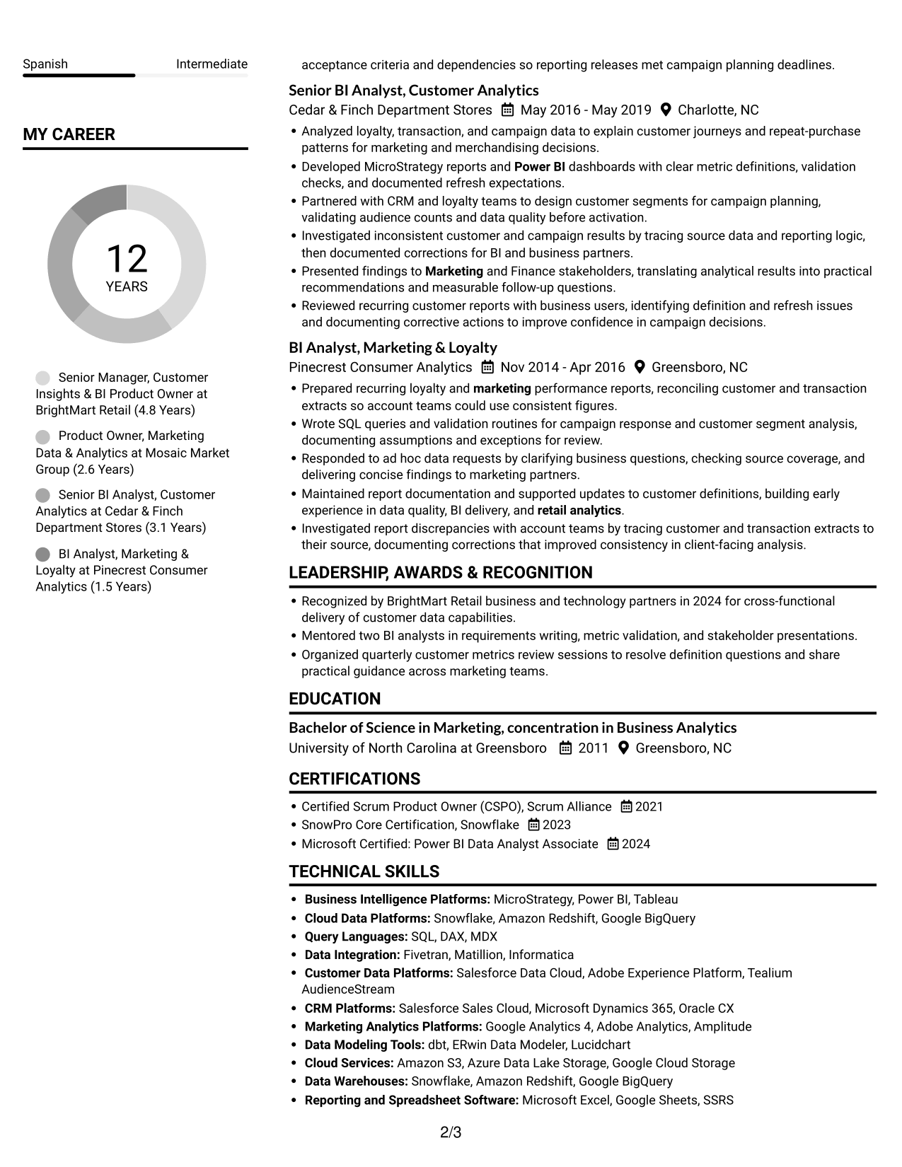 Resume example — page 2