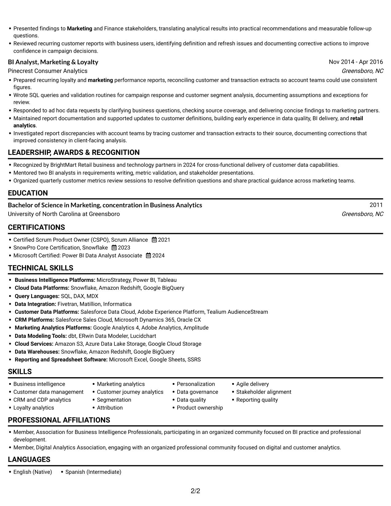 Resume example — page 2