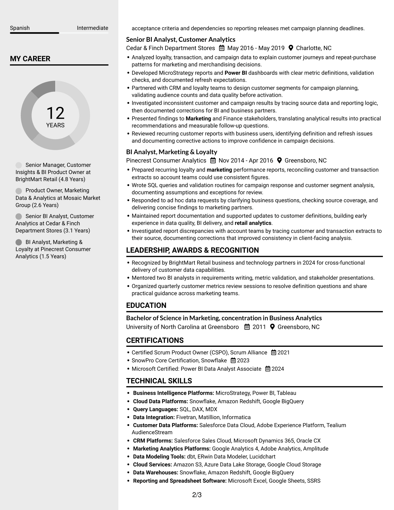 Resume example — page 2