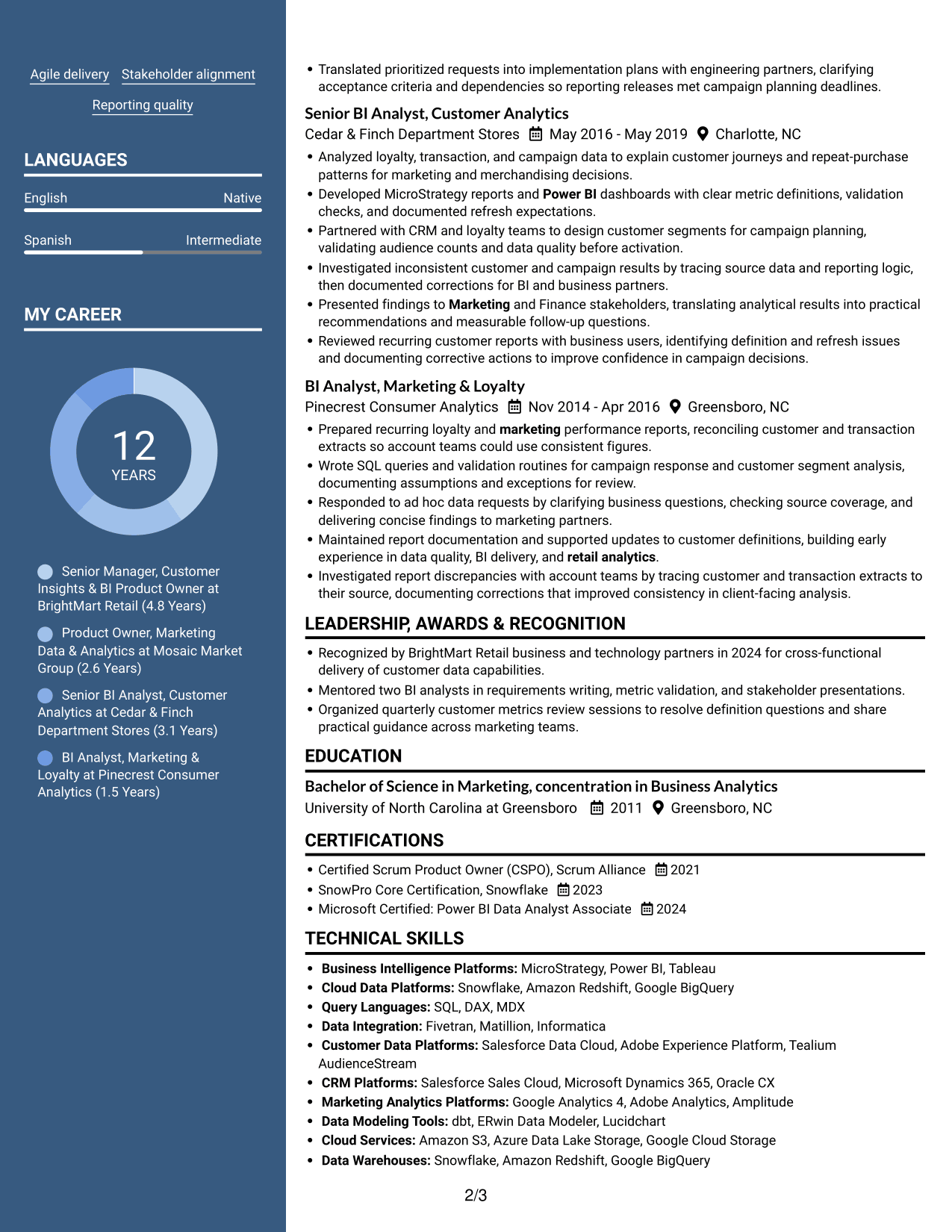 Resume example — page 2