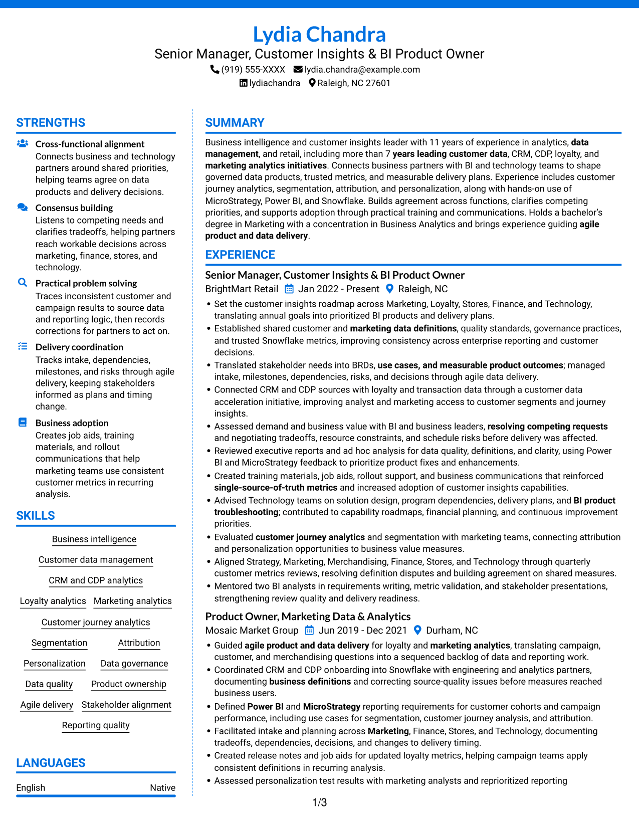 Resume example — page 1