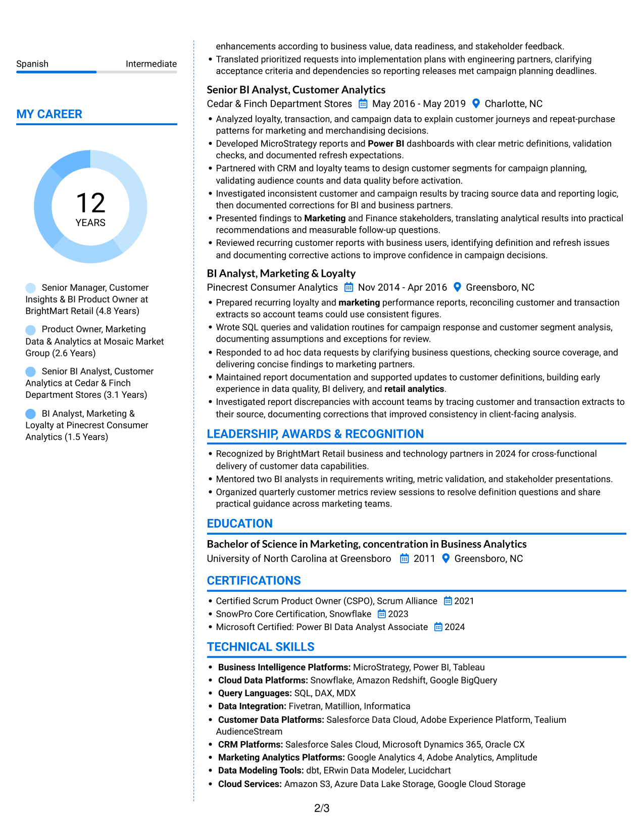 Resume example — page 2