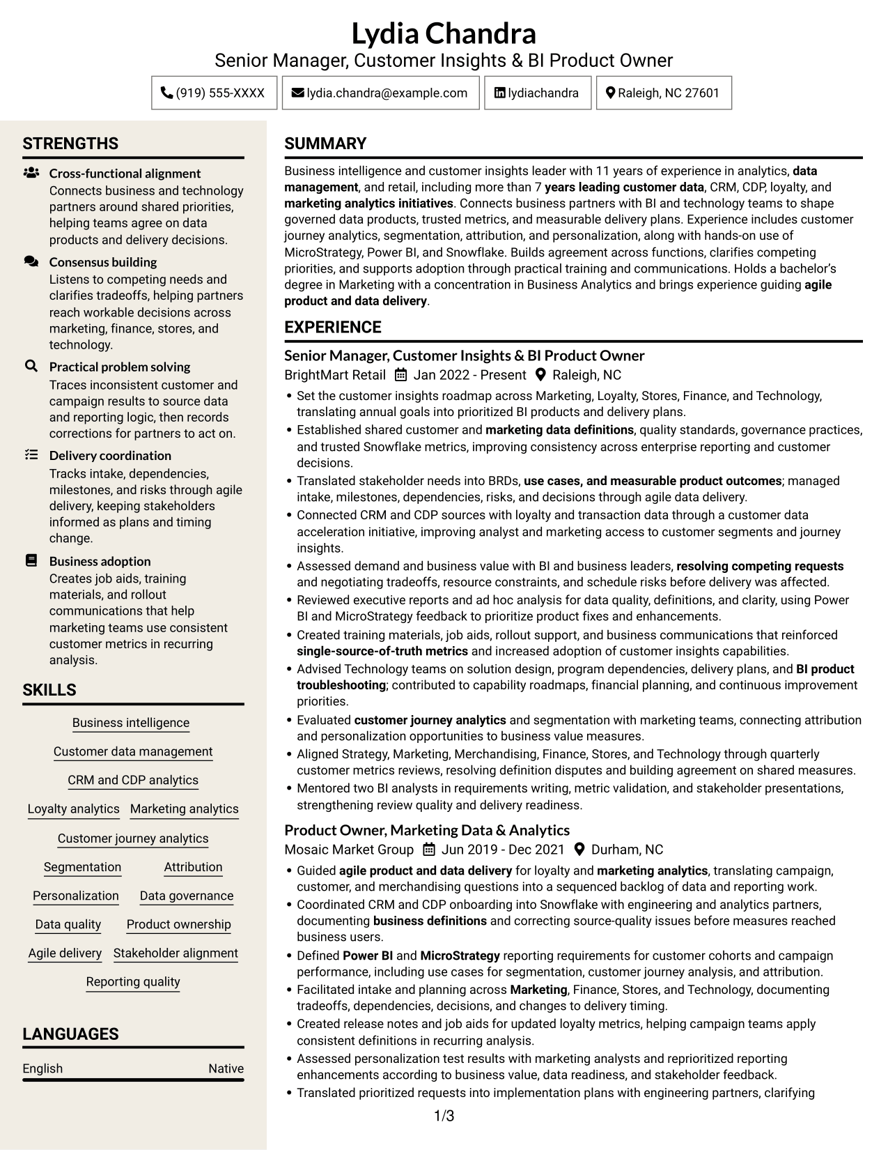 Resume example — page 1