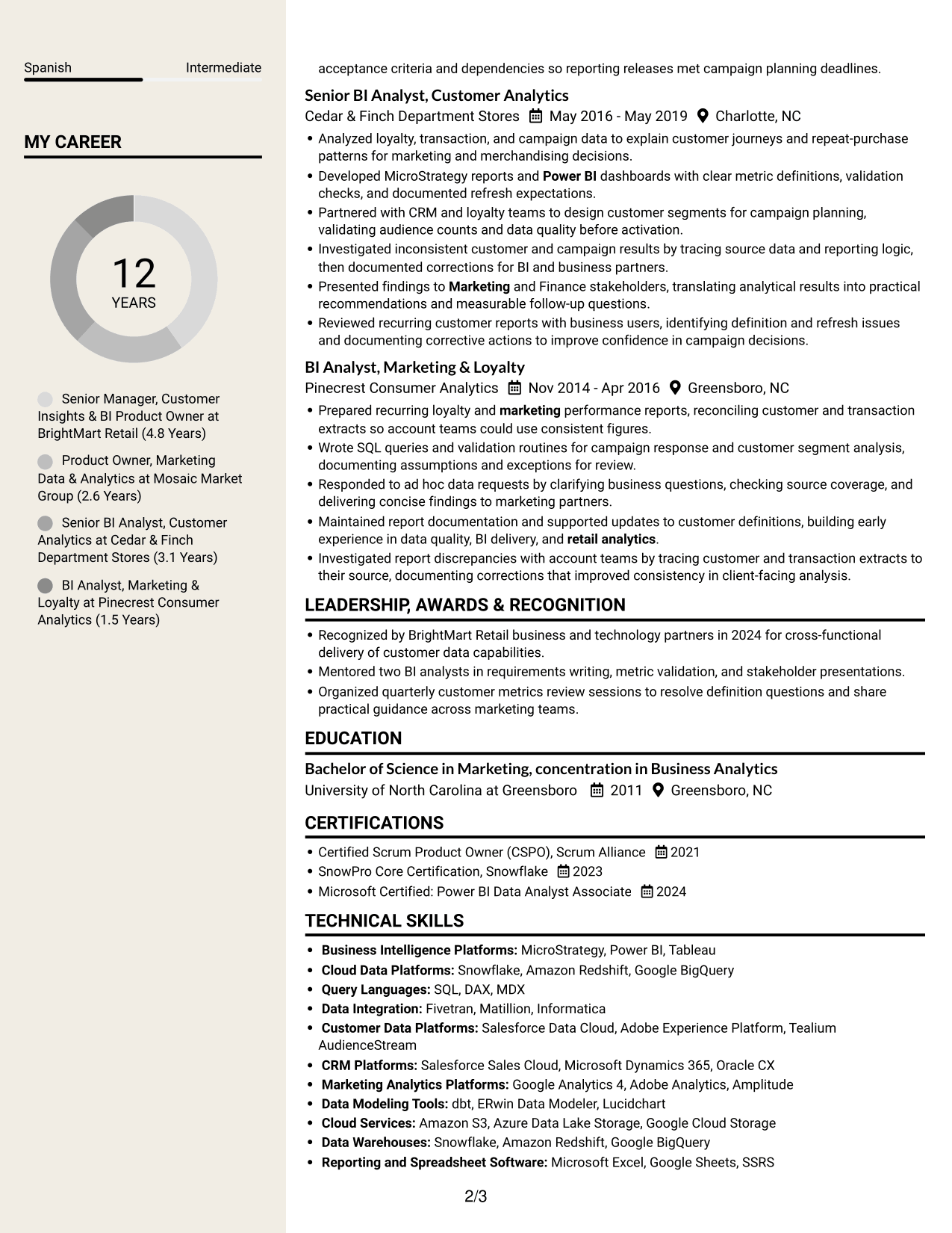 Resume example — page 2