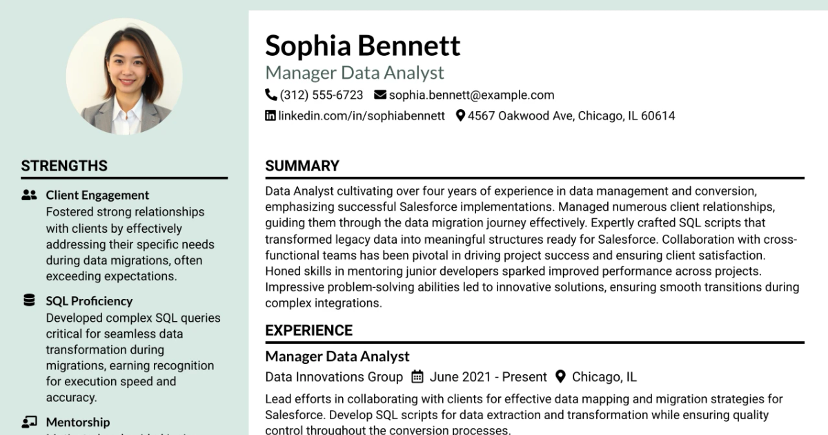 33 Manager Data Analyst Resume Templates with Example 2026 (ATS-Optimized)