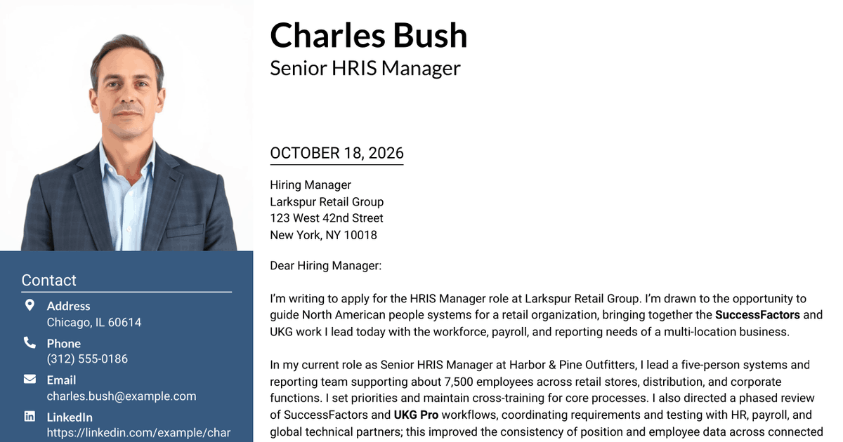 7 Manager, HRIS - SuccessFactors and UKG Cover Letter Templates with Example