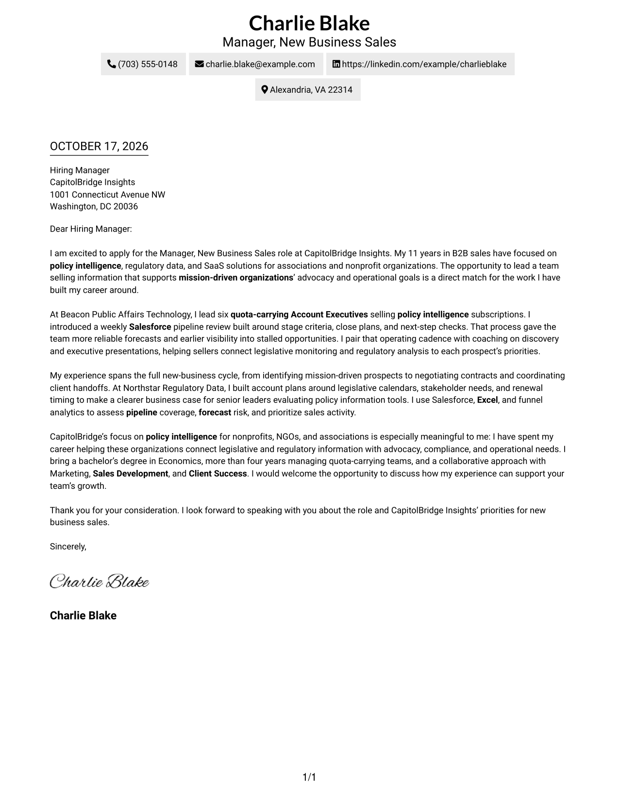 Cover letter example — page 1