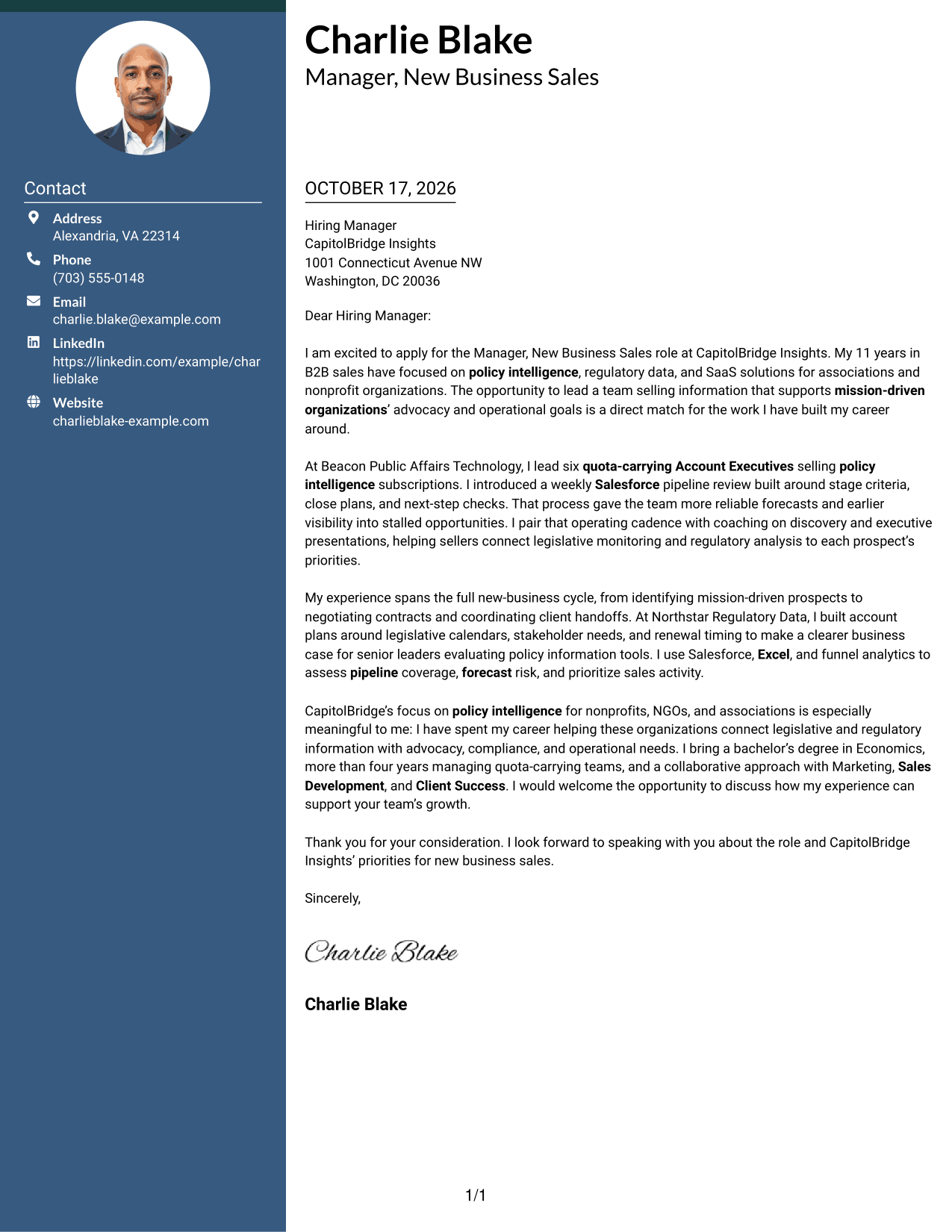 Cover letter example — page 1