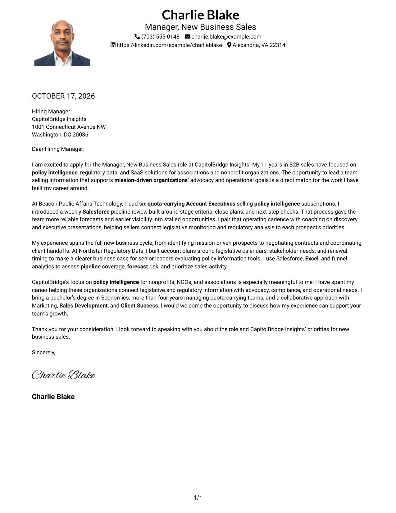 Cover letter example — page 1
