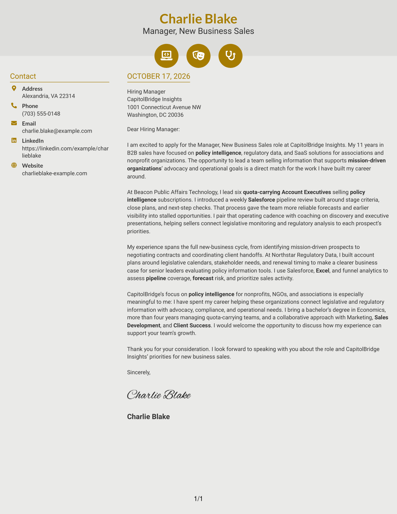 Cover letter example — page 1