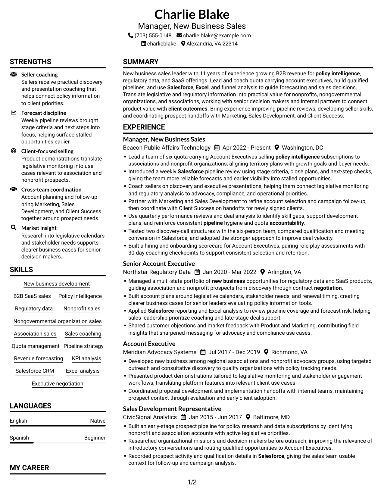 Resume example — page 1