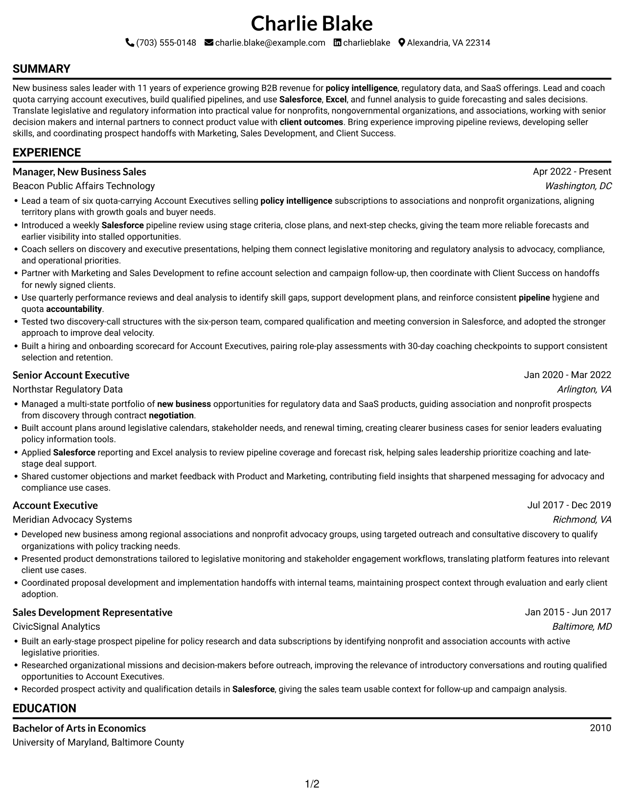 Resume example — page 1