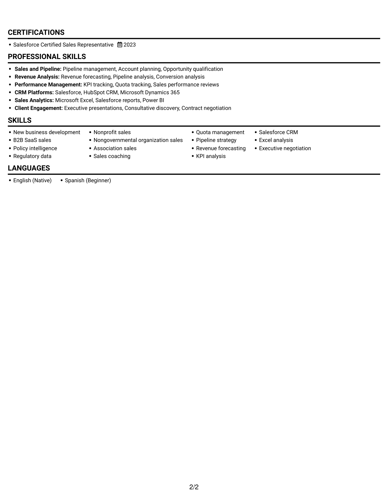 Resume example — page 2