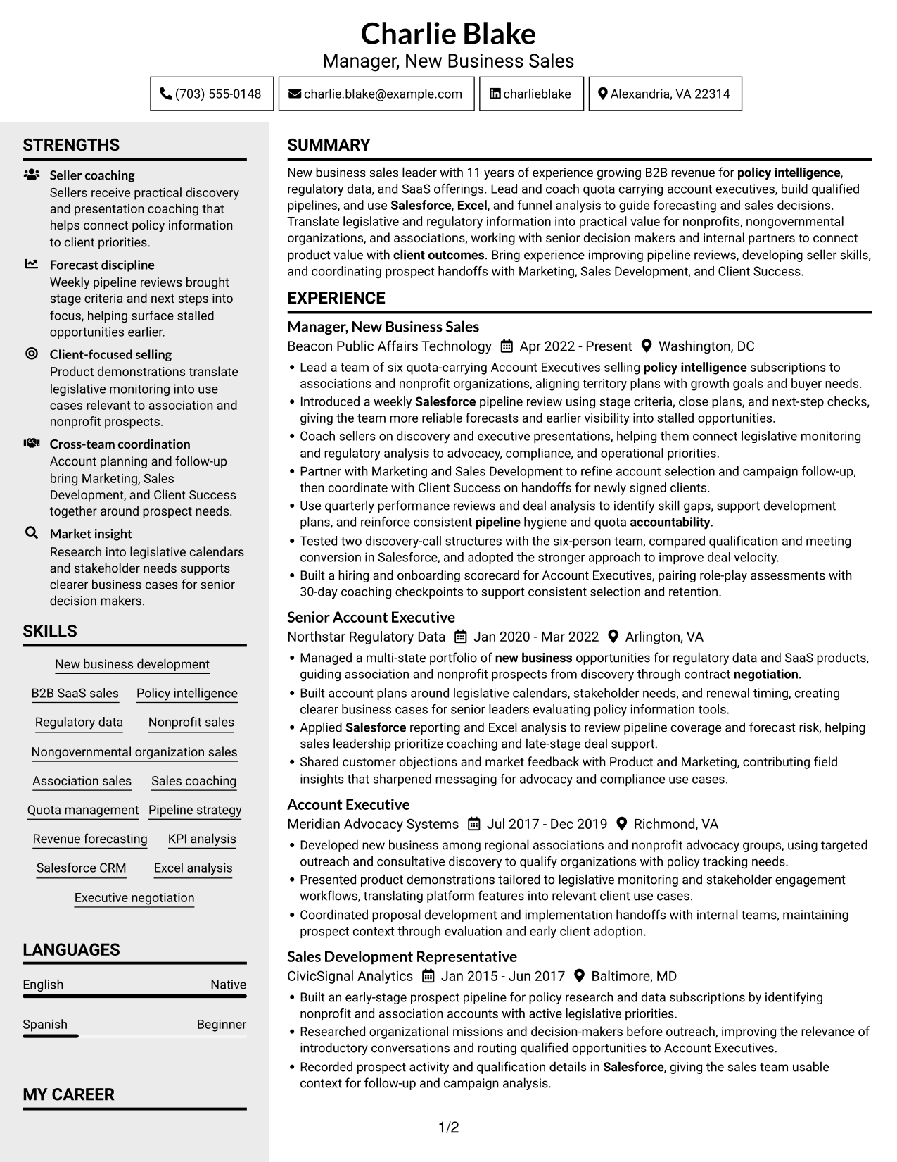 Resume example — page 1
