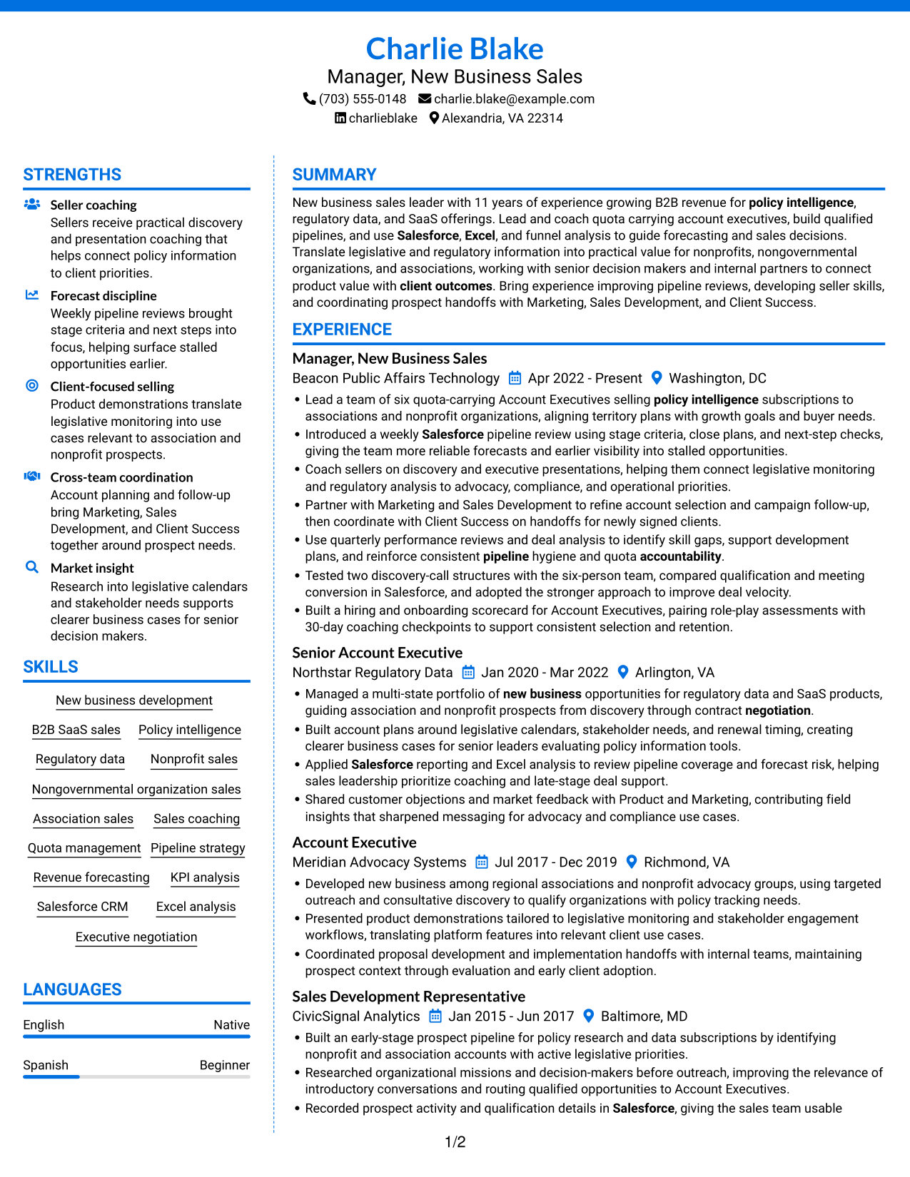 Resume example — page 1