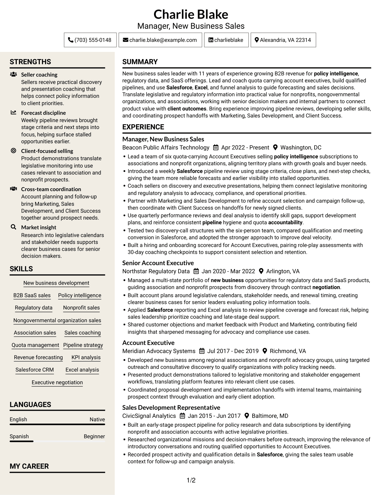 Resume example — page 1