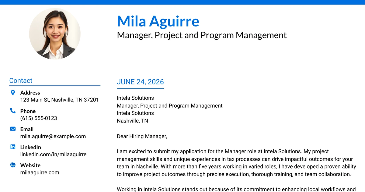 30+ Manager, Project and Program Management Cover Letter Templates with Example 2026