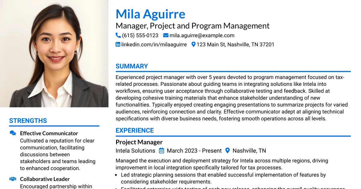 33 Manager, Project and Program Management Resume Templates with Example 2026 (ATS-Optimized)