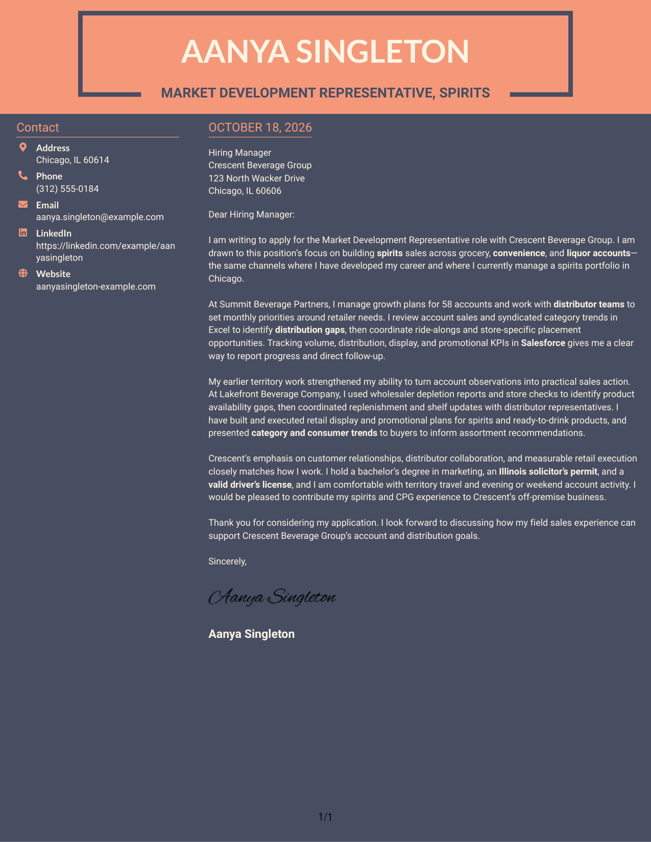 Cover letter example — page 1