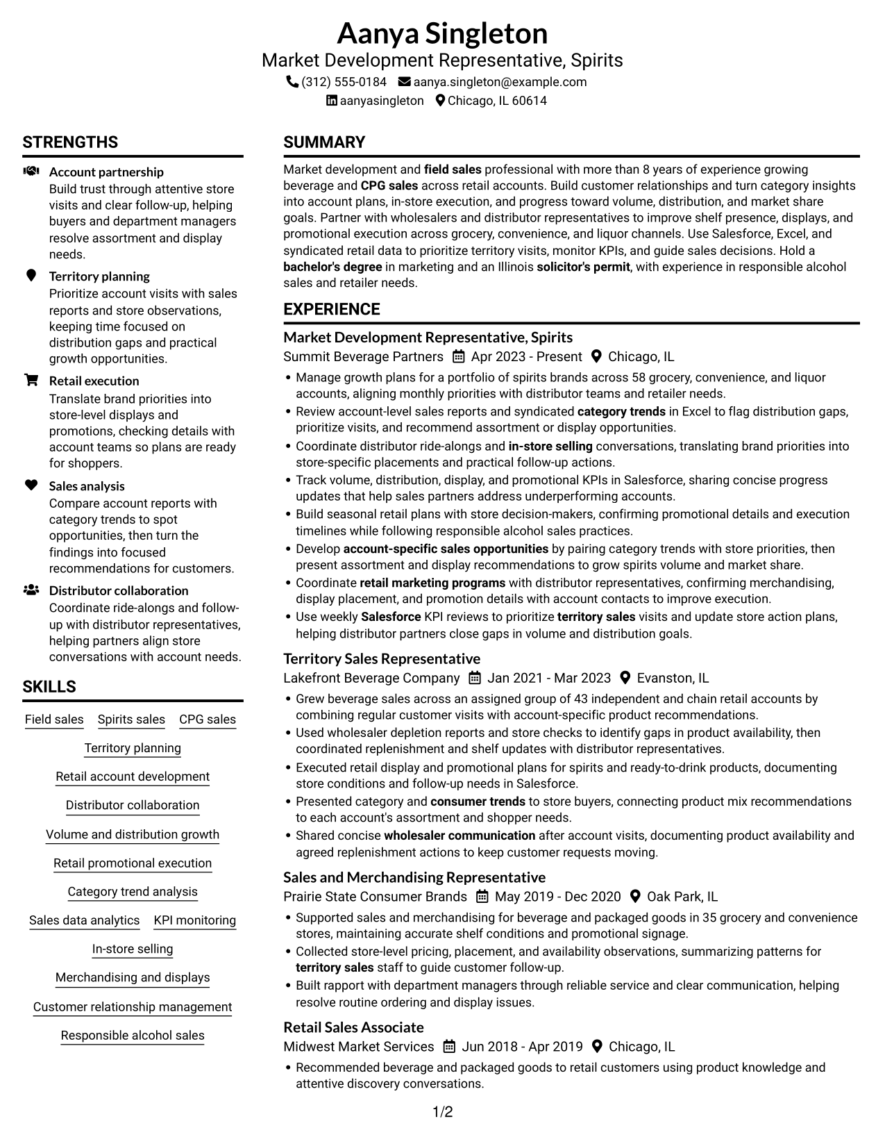 Resume example — page 1