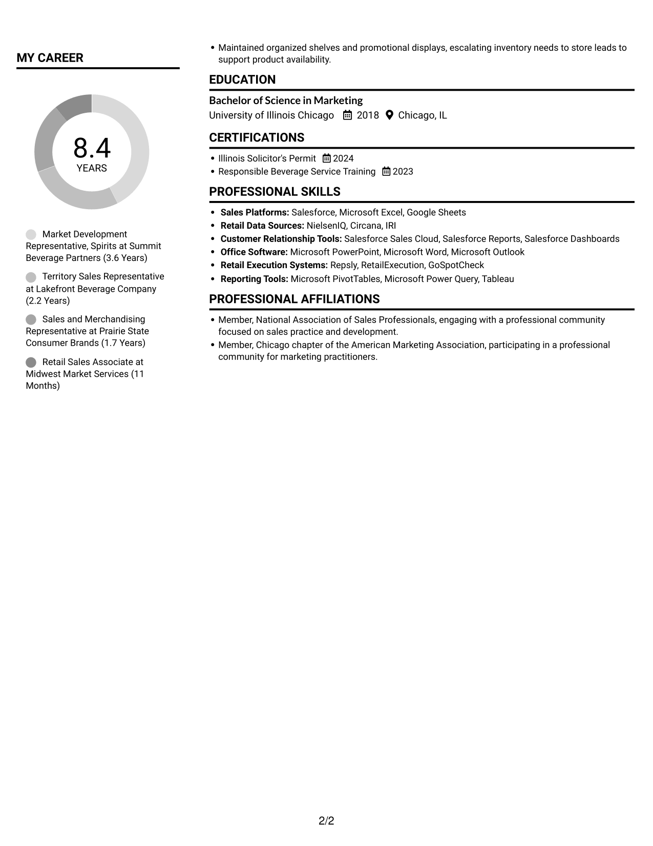 Resume example — page 2