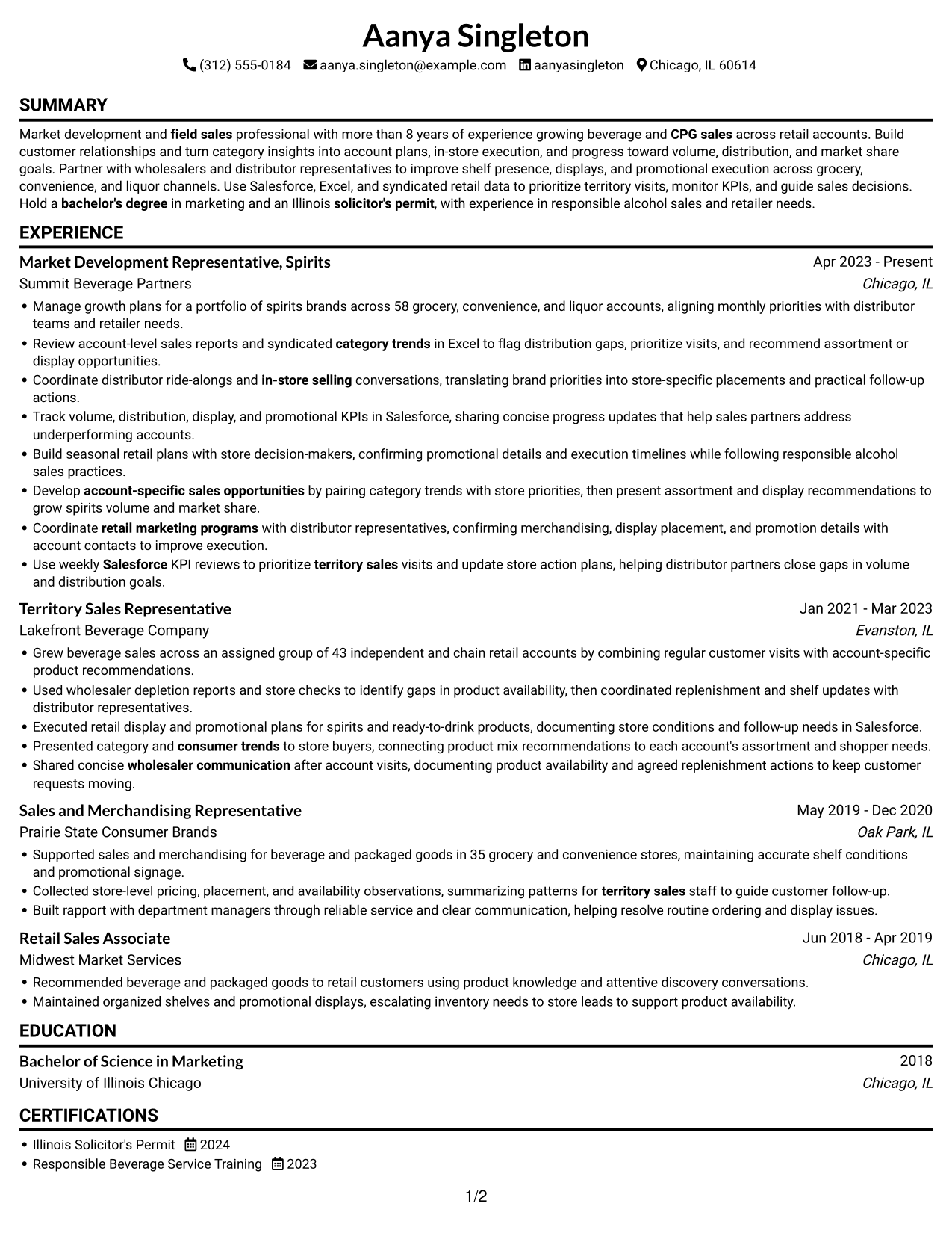Resume example — page 1