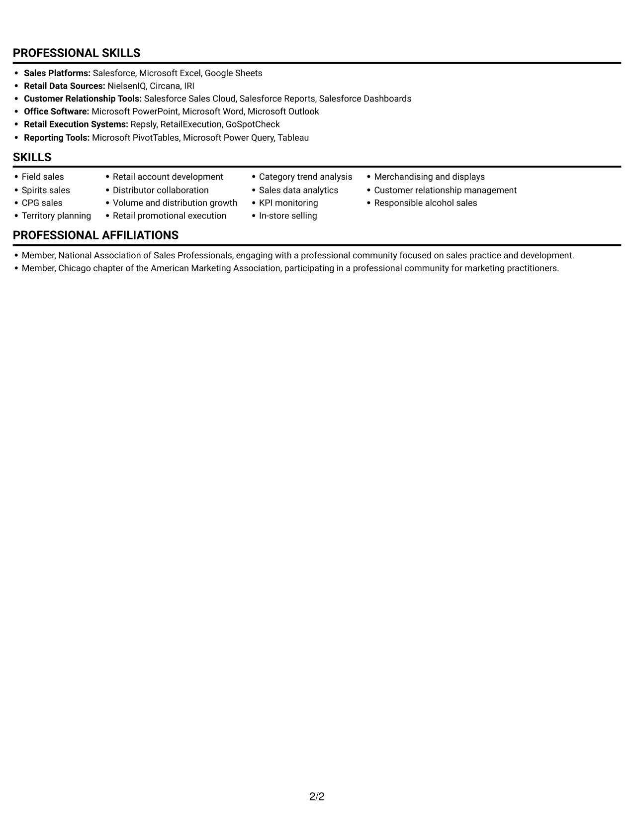 Resume example — page 2