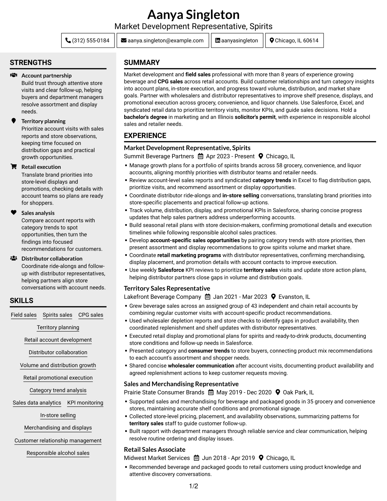 Resume example — page 1