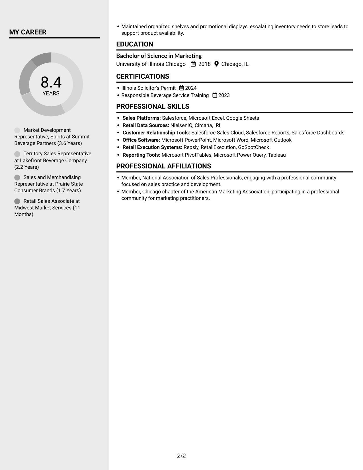 Resume example — page 2