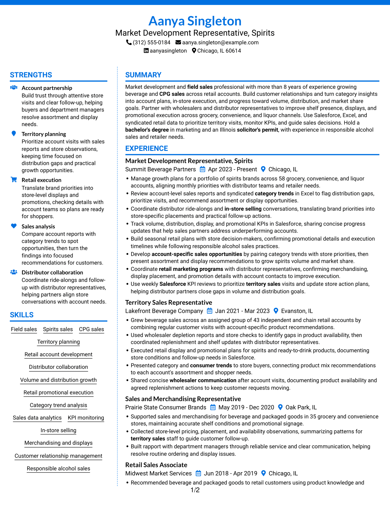 Resume example — page 1