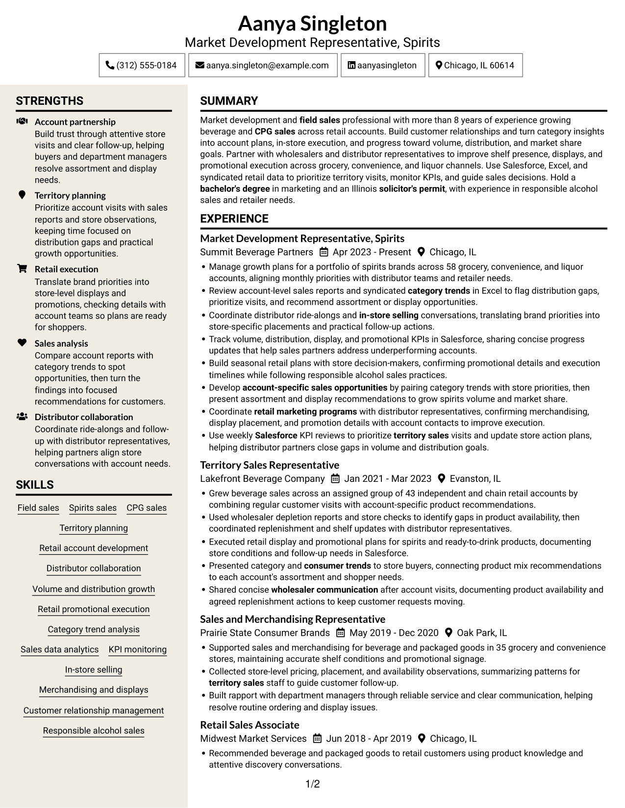 Resume example — page 1