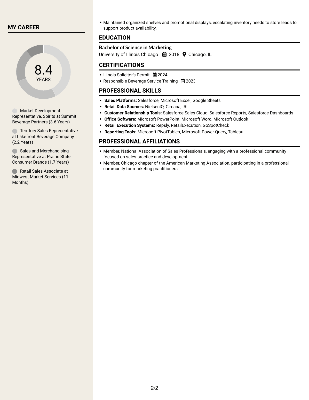 Resume example — page 2