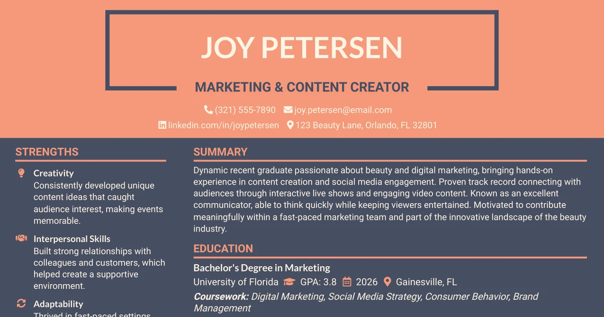 33 Marketing & Content Creator Resume Templates with Example 2026 (ATS-Optimized)