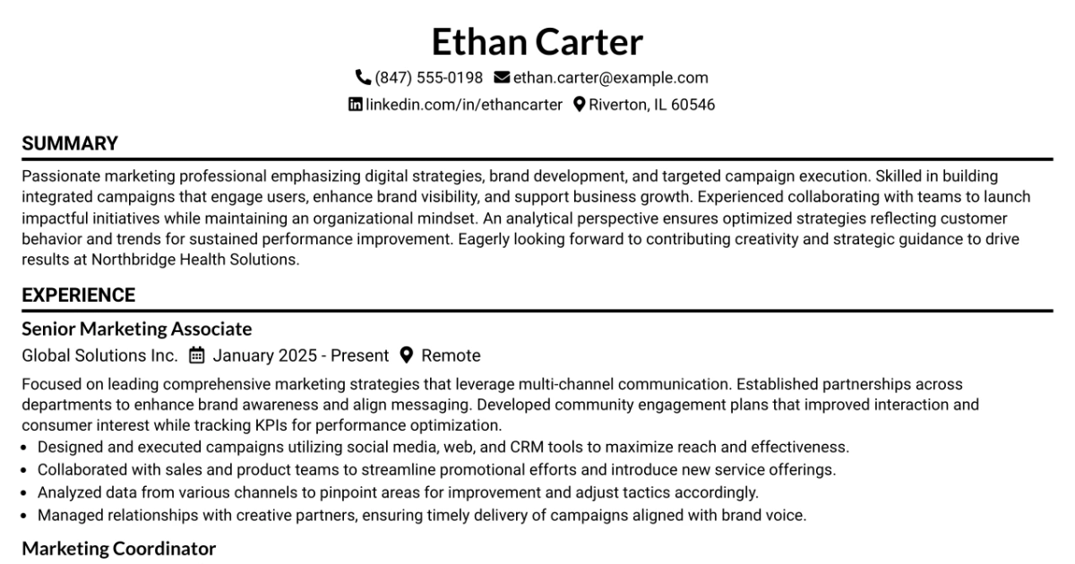 33 Marketing Manager Resume Templates with Example 2026 (ATS-Optimized)